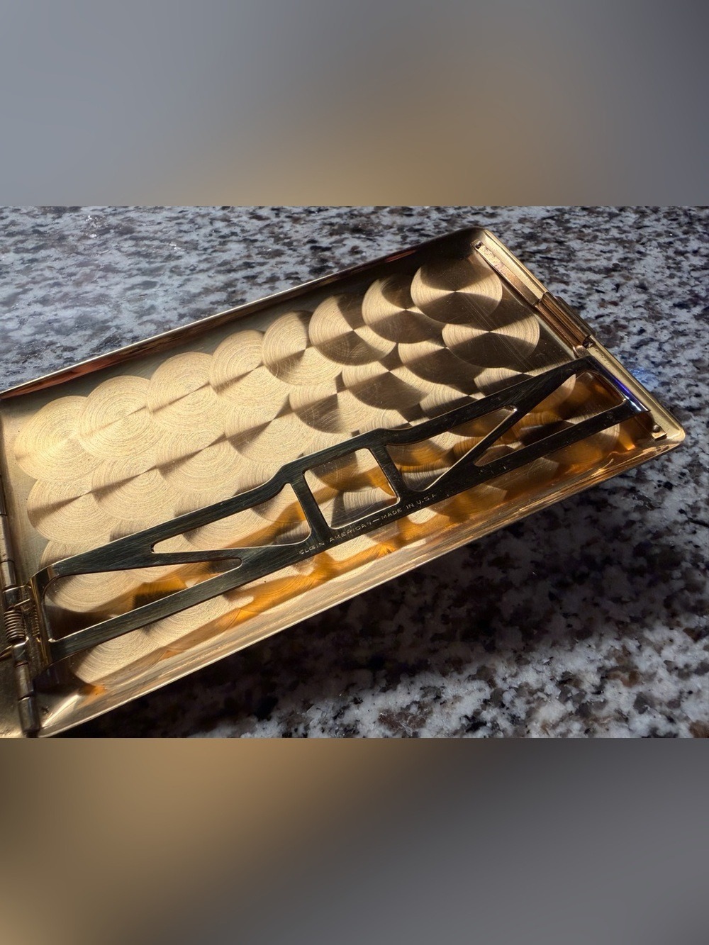 Vintage Elgin American Cigarette Holder - Gold Swirl Design - Mid Century
